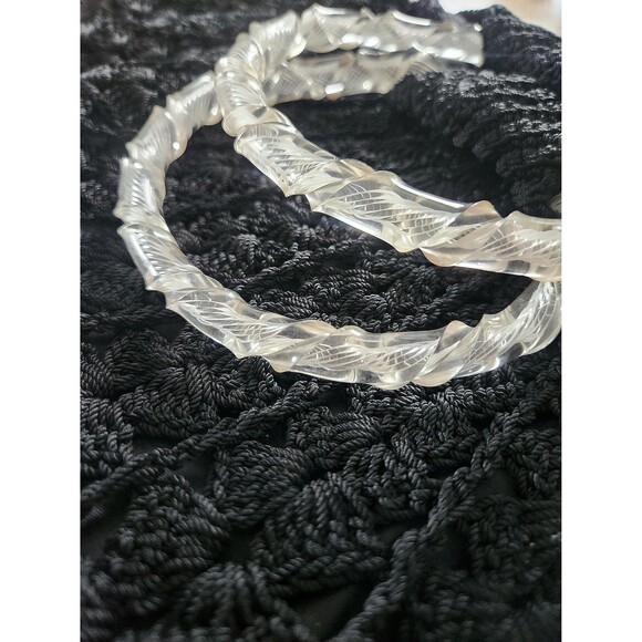 1930s 1940s Vintage Crochet Handbag: Lucite Handle Purse, Art Deco, Fan Shaped - Picture 3 of 11